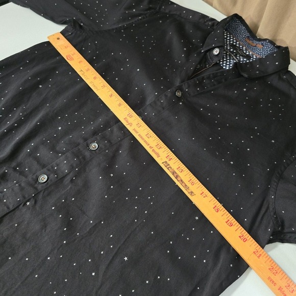 Ted‎ Baker Shirt Mens 5 Large Black Star Print Button Up Office Preppy Casual - Picture 10 of 13